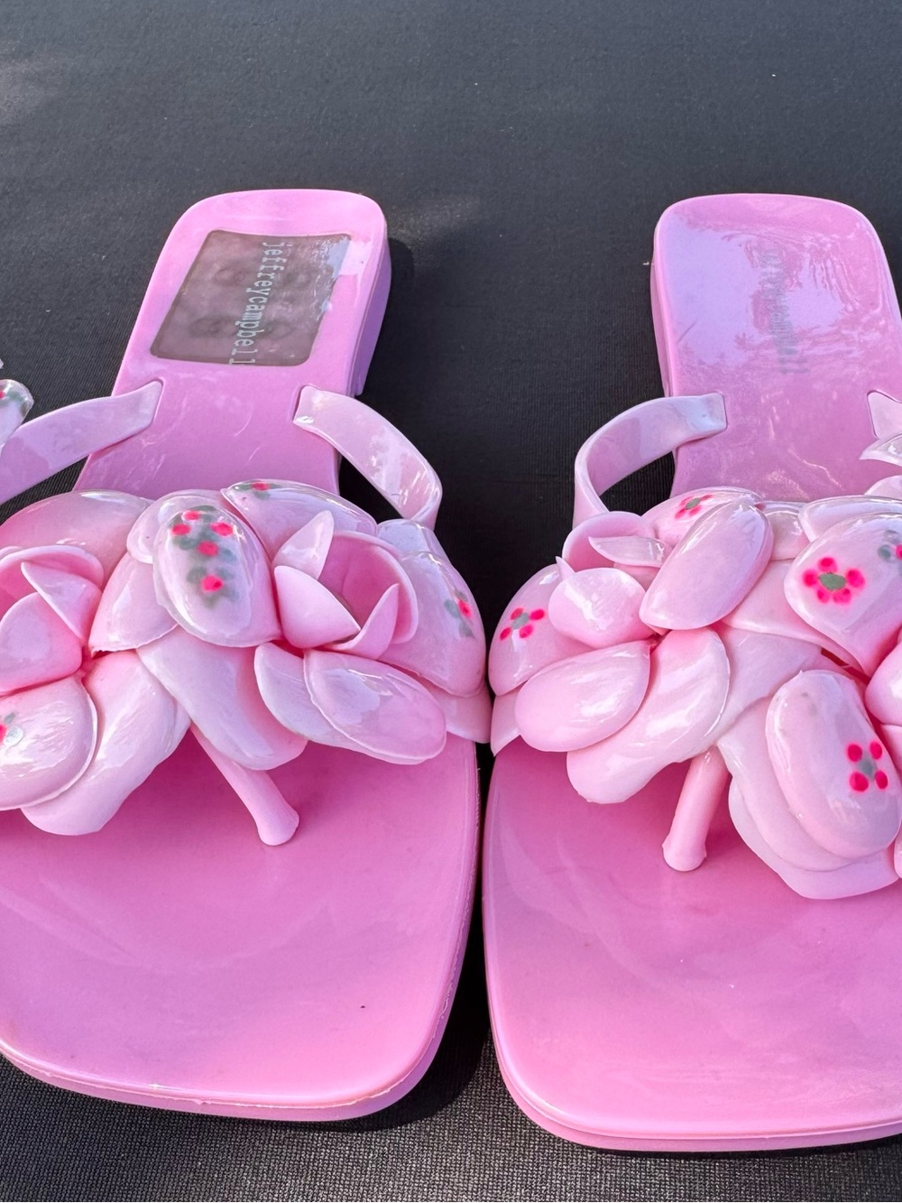 Size 10 - Jeffrey Campbell Pink Floral Slide Sandals with Petal Embellishments